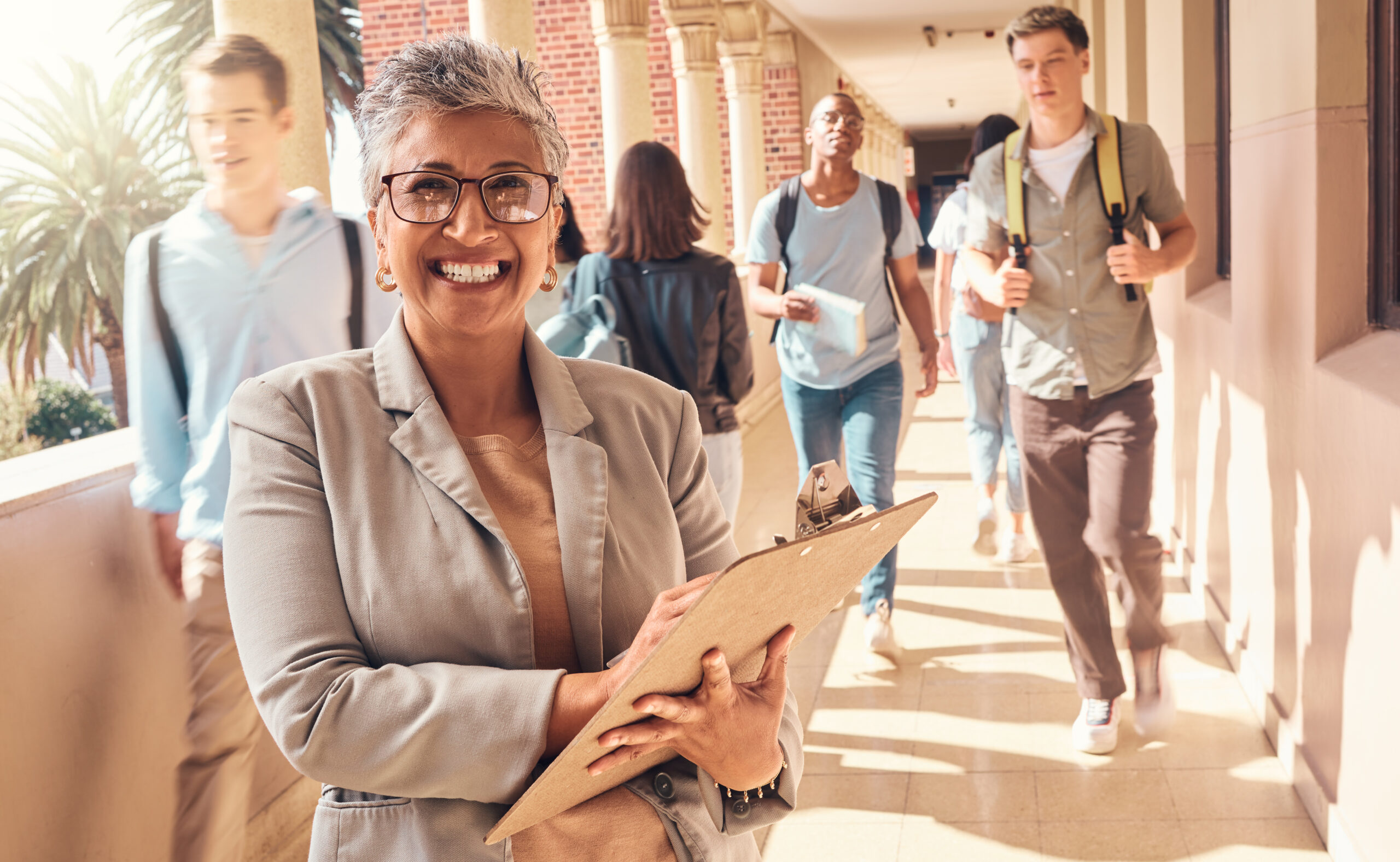 School principal with daily checklist